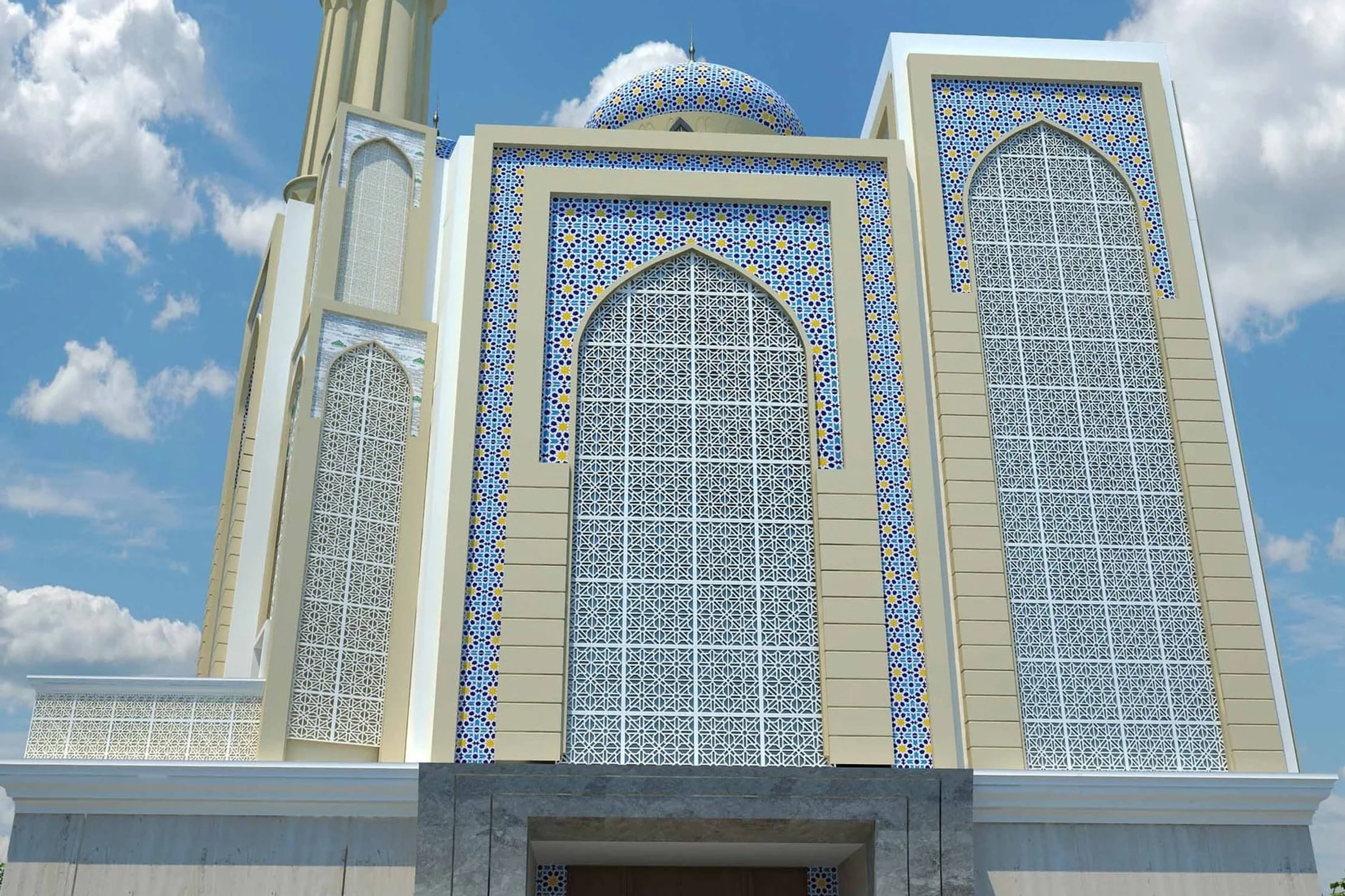 Masjid E Farooq iconic architectural facade by Unitz Dezignz