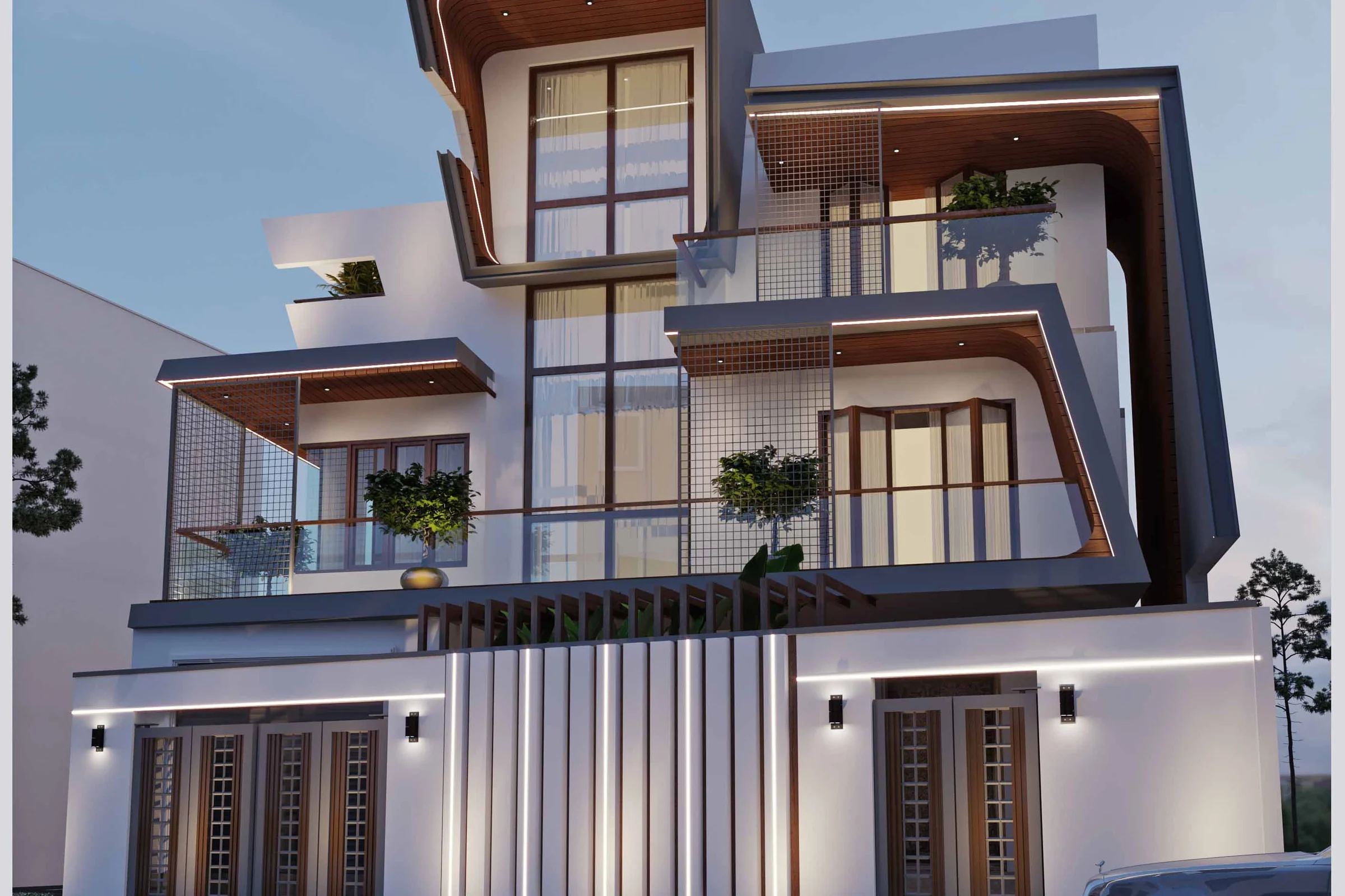 Badvel Mansion evening architecture by Unitz Dezignz